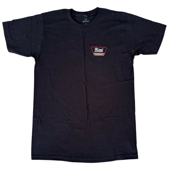 Brixton Mens Standard Fit Black T-Shirt Size M 100% Cotton Graphic Logo Front & - Picture 1 of 7